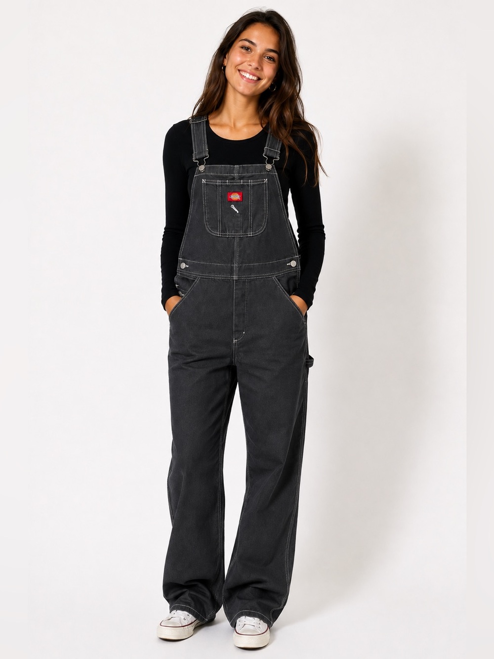 Dickies Workwear Overalls medium gray Contrast Stitch Utility Bibs canvas cotton